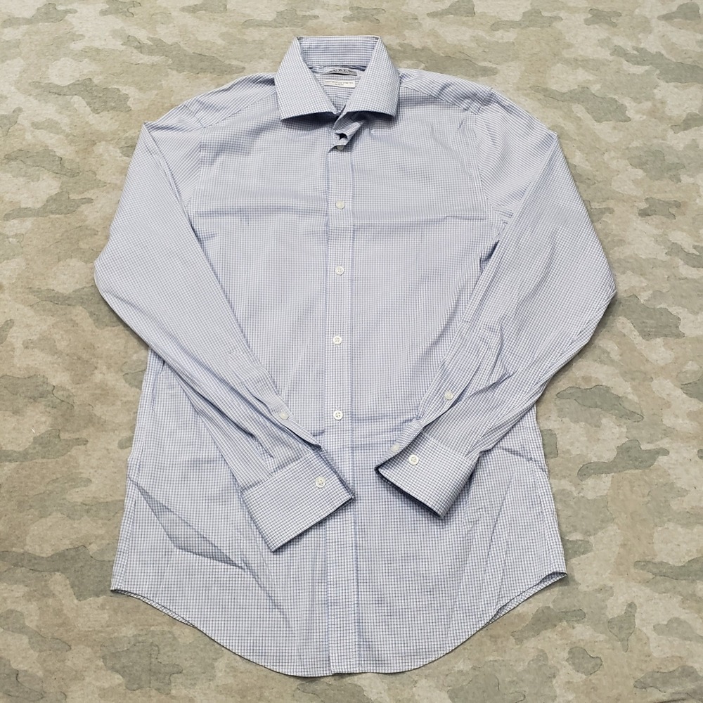 Lauren Ralph Lauren Shirt Mens Small Blue Slim Fit Stretch Long Sleeve Button-Up